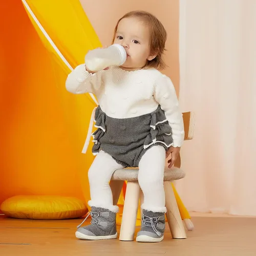 Miniatura 2 de BMCiTYBM Botas de nieve para bebés y niños pequeños, zapatos de invierno para niños y niñas, zapatos de bebé de piel sintética para clima frío