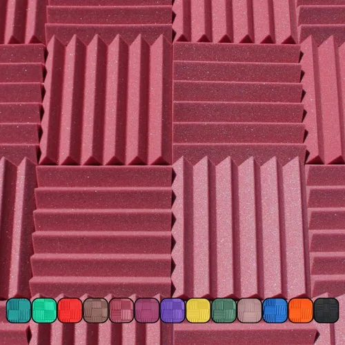Espuma acústica insonorizada para estudio - Color borgoña - Paneles estilo cuña de 12"x12"x2" pulgadas azulejos - Paquete de 4
