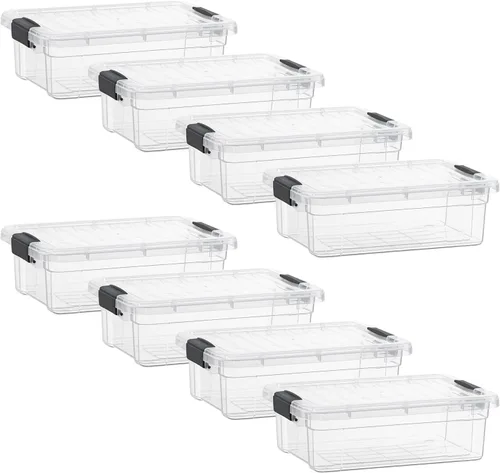 Miniatura 10 de Superio - Cajas de almacenamiento pequeñas planas transparentes con tapas, contenedores de plástico de 4.5 cuartos de galón para organizar, cajas