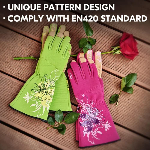 Miniatura 6 de Vgo SL7445 - Guantes de jardinería de cuero sintético para mujer, guantes de trabajo de manga larga, transpirables y con agarre, de alta destreza