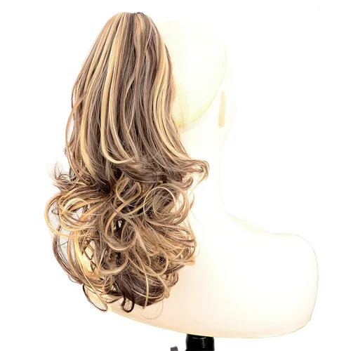 Miniatura 3 de Extensiones de cola de caballo cortas con clip, onduladas, rizadas y onduladas, sintéticas envolventes con clip, de 13 pulgadas, para mujeres