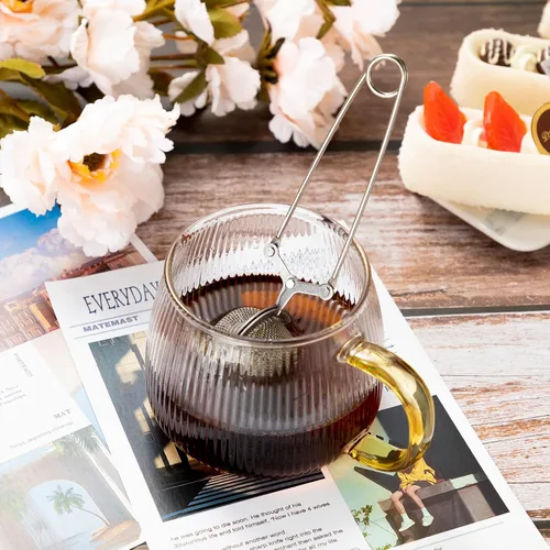 Miniatura 3 de Yinder 36 unidades de infusor de té a presión coladores más empinados para soporte de filtro de té suelto, pinzas y pinzas de metal más empinado