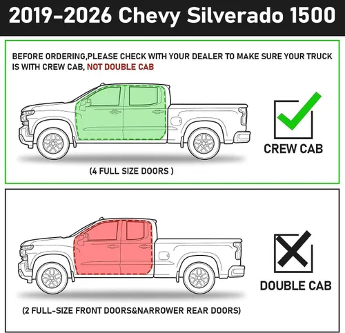 Miniatura 3 de SMANOW Estribos compatibles con Chevy Silverado/GMC Sierra 1500 Crew Cab 2019-2026 y Silverado/Sierra 2500HD 3500HD 2019-2026, barras de doble
