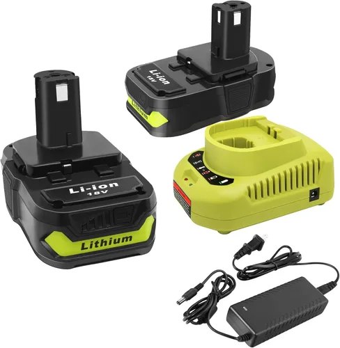 Paquete con 2 baterías Cell9102 de 18 V capacidad de 3.0 Ah y cargador P118B para herramientas Ryobi inalámbricas de 18 V
