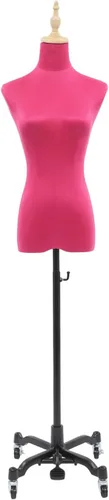 Torso de maniquí de forma de vestido femenino, modelo de cuerpo ajustable de 51 a 75 pulgadas, modelo de exhibición de ropa con ruedas de 360°, para