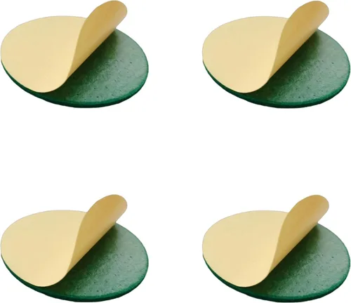 Paquete de 4 almohadillas de fieltro verde de 3.7 pulgadas (3.701 in) – Reemplazo autoadhesivo para empujadores de hockey de aire de 3.78 pulgadas