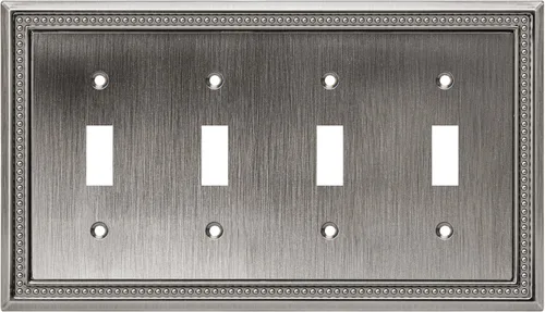 Miniatura 80 de Henne Bery Sunken Pearls - Placa de pared decorativa resistente para interruptor, cubierta para tomacorrientes (doble dúplex, níquel satinado)