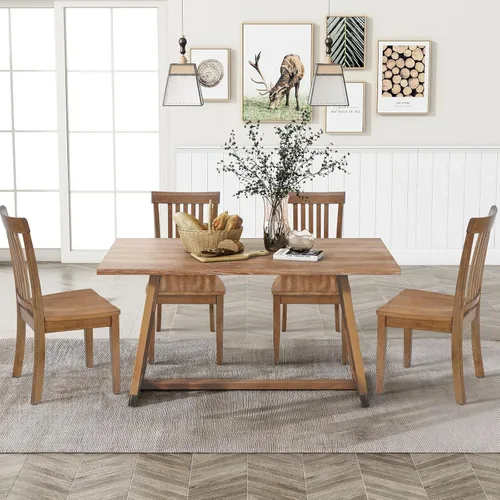 Miniatura 6 de COLAMY Juego de 6 sillas de comedor de madera, silla auxiliar de cocina Windsor con respaldo alto, sillas de comedor de granja para cocina, comedor