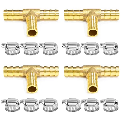 Miniatura 8 de Da by 3 unids 1/2" (12.5mm) Barb Splicer Mender Hose Latón Barb Fitting con 6 abrazaderas de tubo de acero inoxidable para agua/combustible/aire