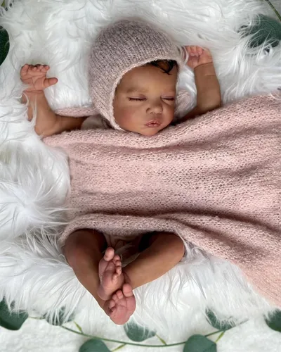 Miniatura 4 de Zero Pam Muñecas negras Reborn de 19 pulgadas, muñeca afroamericana recién nacida de 19 pulgadas, muñecas de bebé realistas, muñeca realista