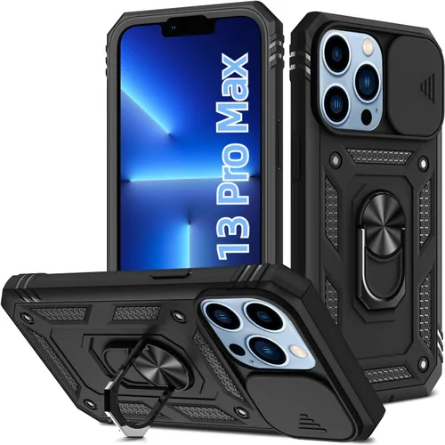Miniatura 16 de Korecase Funda de protección para iPhone 12 Pro Max Kickstand con cubierta para lente de cámara, deslizante, grado militar, resistente, de doble Rosa