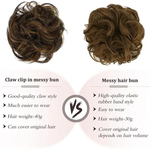 Miniatura 4 de Extensiones de cabello rizado con clip de garra, moño desordenado, 100 % real, moño de cabello humano real, extensiones de moño ondulado