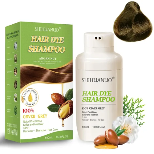 Miniatura 9 de SHIHUANUO Champú de tinte negro para cabello gris, champú de color 3 en 1 con 6 extractos de hierbas, cobertura 100% de canas, fácil de teñir