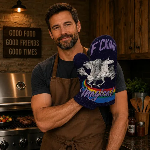 Miniatura 4 de Crazy Dog T-Shirts Fcking - Guante mágico para horno, divertido y mítico unicornio caballo de cocina, divertido diseño gráfico, utensilios de cocina