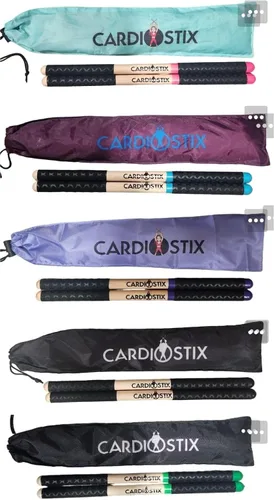 Miniatura 2 de CardioStix Paquete de 8.5 oz de baquetas de batería cardio de doble agarre de mayor peso (1 PAR) Premium de madera de nogal americano Batería