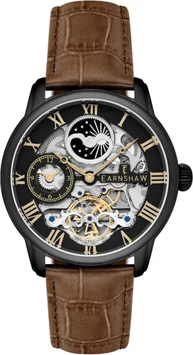 Miniatura 17 de Thomas Earnshaw Reloj automático de esqueleto de doble tiempo para hombre de 1.732 in con pulsera de acero inoxidable sólido ES-8006