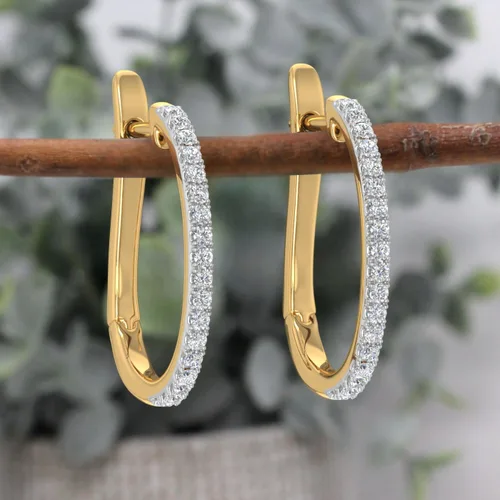 Miniatura 4 de Aretes de aro de oro de 14 quilates con diamantes (0.40 quilates) - Certificado IGI