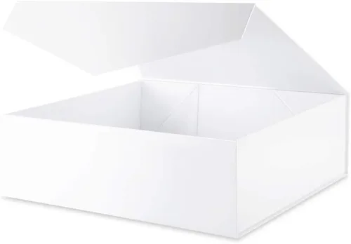 Miniatura 7 de BLK&WH Caja de regalo de 9 x 6.5 x 3.8 pulgadas, caja de regalo negra, caja de padrino, caja plegable con tapa de cierre magnético para embalaje