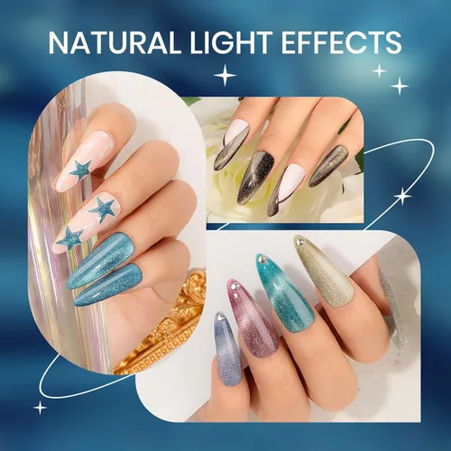 Miniatura 5 de Esmalte de uñas de gel reflectante de ojo de gato, brillante holográfico magnético, gel 9D, juego de esmaltes de gel de ojo de gato, 12