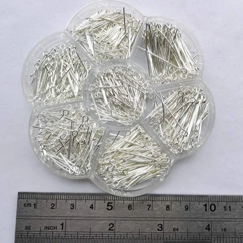 Miniatura 2 de Chenkou Craft 700 piezas surtidas de 7 tamaños surtidos de alfileres para hacer joyas (plata, mezcla)