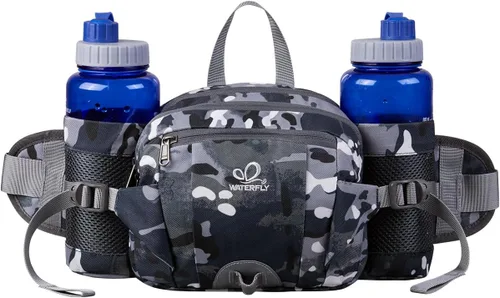 Miniatura 16 de Waterfly - Riñonera Fanny Pack: Bolso Fanny con 2 soportes para botellas de agua, cinturón lumbar, para senderismo, caminatas, correr, trotar