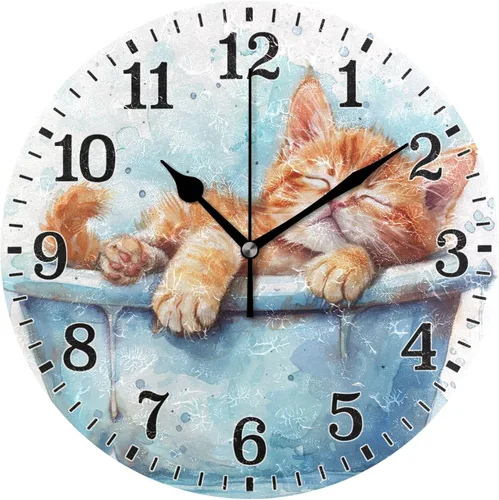 Miniatura 75 de JUNZAN Reloj de bañera con vino romántico espumoso y velas, reloj de pared silencioso de 10 pulgadas, pequeño reloj redondo, decoración de cocina