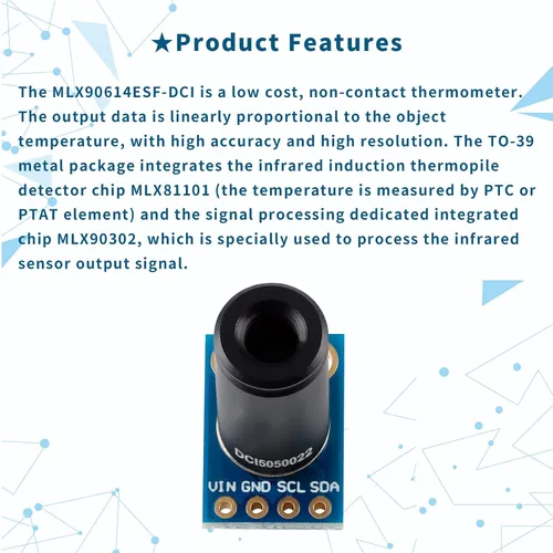 Miniatura 4 de MLX90614ESF-DCI Módulo de sensor de temperatura infrarrojo sin contacto Módulo de sensor de temperatura infrarroja de alta precisión Módulo