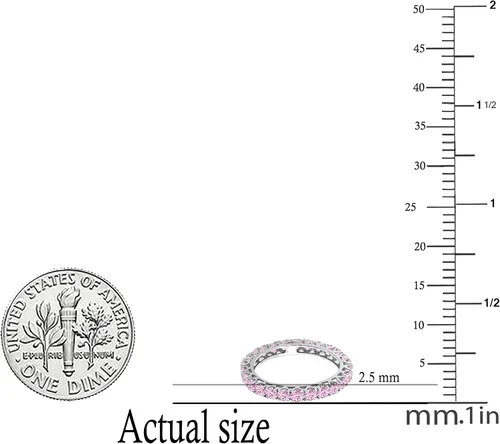 Miniatura 2 de Dazzlingrock Collection Anillo apilable de 1,80 quilates (quilates) de zafiro rosa redondo de 14 quilates para mujer, oro blanco
