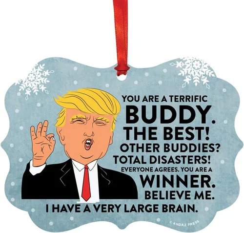 Miniatura 51 de Andaz Press Divertido presidente Donald Trump Fancy Frame Recuerdo Adorno de Navidad Regalo de mordaza, Perra fantástica, 1 paquete, ideas de regalo