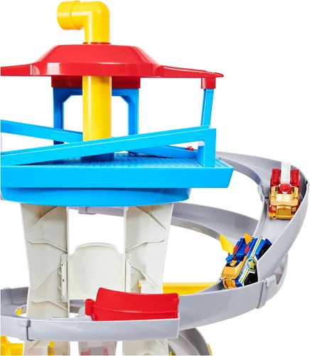 Miniatura 7 de Paw Patrol Adventure Bay Lookout Tower Playset con 2 vehículos de metal fundido a escala 1:55 (Chase y Marshall): Twin Track Rescue Way, set de 25