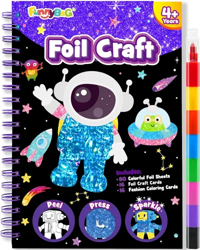 Miniatura 14 de FUNNYB&G Arte en papel de aluminio para niños - Manualidades de Navidad, regalos de fiesta, rellenos de calcetines para niños, suministros de arte
