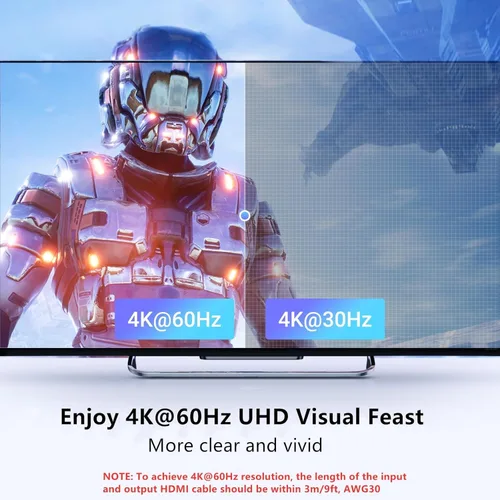 Miniatura 3 de UGREEN Conmutador HDMI 5 en 1 de salida 4K@60Hz, divisor HDMI con control remoto, selector de 5 puertos, caja de conmutación compatible con 3D CEC