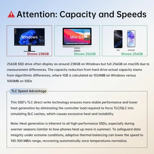 Miniatura 7 de SSK Unidad Flash USB 256GB SSD Externa, TLC NAND Unidad de Estado Sólido de Doble Puerto USBC y USBA, Hasta 1000MB/s Unidad USB de Pulgar Portátil