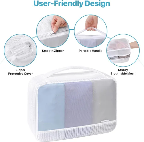 Miniatura 9 de Cambond Cubos de embalaje de malla de doble uso, bolsa de lavandería Cubos de embalaje transparentes para viajes, bolsas de lavandería de malla
