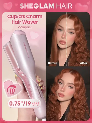 Miniatura 2 de SHEGLAM Ondulador de cabello ondulado de playa (rosa, 0.75 pulgadas)
