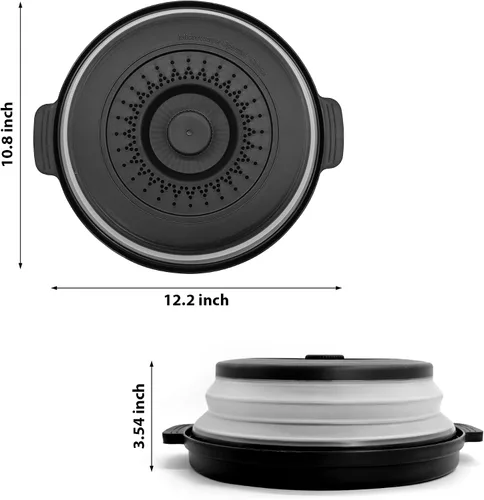 Miniatura 2 de Cubierta de alimentos para microondas con asa – Protector de salpicaduras de silicona plegable y ventilado con bandeja – Para microondas