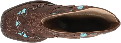Miniatura 4 de ROPER Niños Niñas Corazón Bordado Punta Cuadrada Casual Botas Mid Calf - Marrón