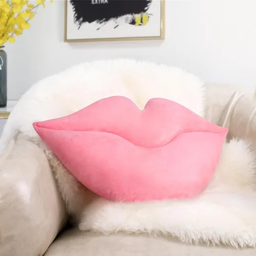 Miniatura 11 de AELS Almohadas de labios grandes 3D de terciopelo suave, almohadas decorativas, lindas almohadas de 24 x 12 pulgadas para sofá, cama, sala de estar