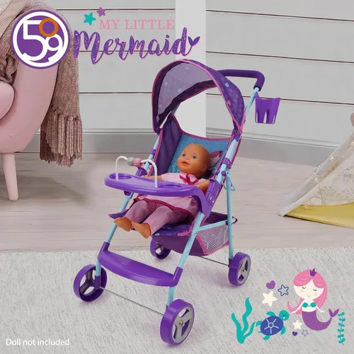 Miniatura 5 de 509 Tripulación: Cochecito de muñeca sirena – Juego de simulación para niños, toldo y portavasos, fácil de plegar almacenamiento y viajes, se adapta
