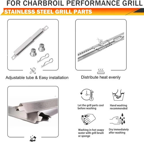 Miniatura 5 de Reemplazo de quemadores de parrilla para Charbroil Performance 2 quemadores 463660021 463660421, Placas de calor G325-0002-W1 para Char-broil