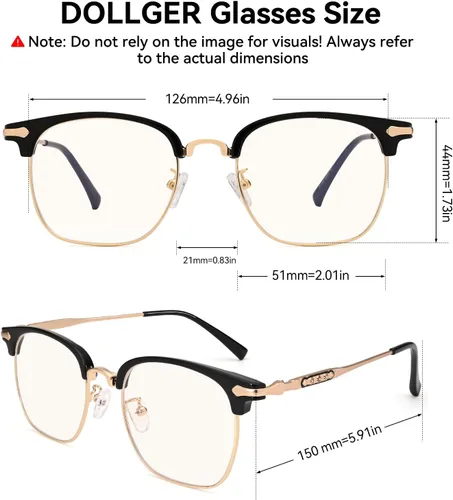 Miniatura 4 de Dollger Gafas de bloqueo de luz azul para hombre, retro, sin marco, antifatiga, antifatiga, con filtro de rayos azules