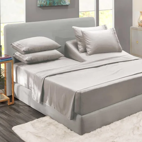 Miniatura 110 de Clara Clark - Juego de sábanas King con Flex Top, 6 piezas - Sábanas de lujo para cama King con cabeza dividida, juego de cama súper suave, King