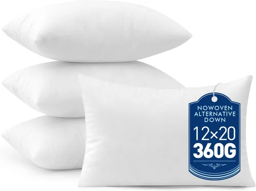 Miniatura 10 de MIULEE Juego de 2 rellenos de almohada decorativa de 12x20 pulgadas, rellenos de almohada no tejidos con relleno 100% virgen para sofá, sillón