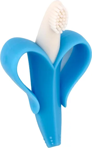 Miniatura 3 de Cepillo de dientes con forma de plátano para bebé, Azul Azul y blanco