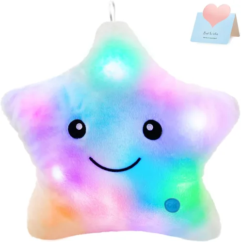 Miniatura 17 de Wewill Creative Luz LED nocturna brillante Almohada de felpa con forma de estrella Juguetes de falta, azul Azul (Variante 2)