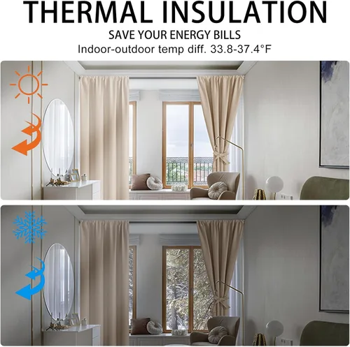 Miniatura 4 de JIUZHEN Cortinas opacas para dormitorio, con aislamiento térmico y bolsillo para barra, cortinas para sala de estar, juego de 2 paneles de 38 x 45