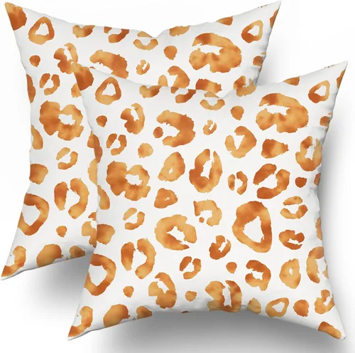 Miniatura 25 de Juego de 2 fundas de almohada con estampado de leopardo gris aguamarina de 16 x 16 pulgadas, diseño de guepardo gris acuarela y blanco, fundas