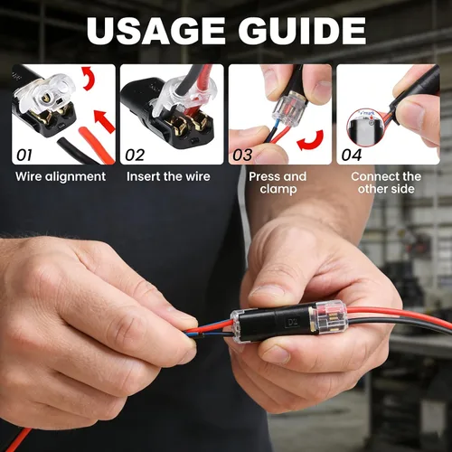 Miniatura 5 de Kit de conectores de cable, conector de tira de bloqueo enchufable de doble cable, conectores eléctricos de conexión rápida con hebilla de bloqueo