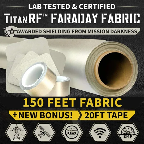 Miniatura 12 de Mission Darkness TitanRF Faraday - Kit de tela de 1 yarda/ Tela de 44" de ancho x 36" de largo + cinta de 36" de largo, material de poliéster