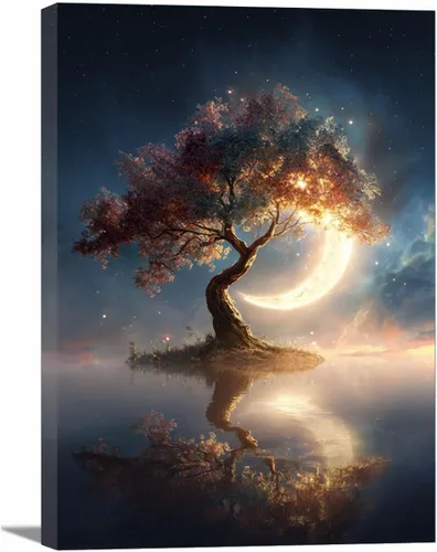 VOCBAN Naturaleza árbol de la vida imágenes abstractas lienzo pintura grande moderno lienzo arte de pared árboles coloridos sala de estar decoración
